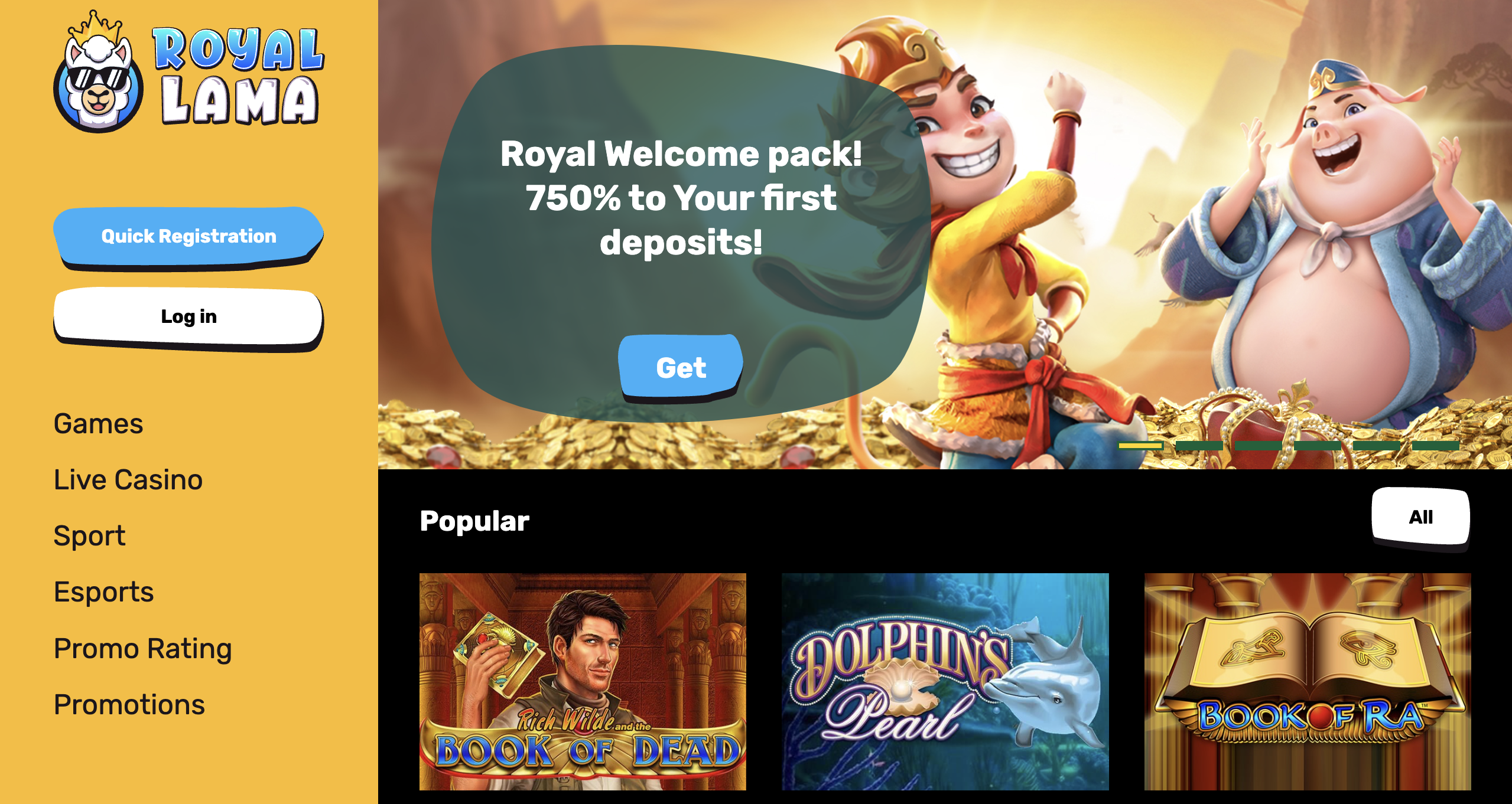 royal lama casino UI