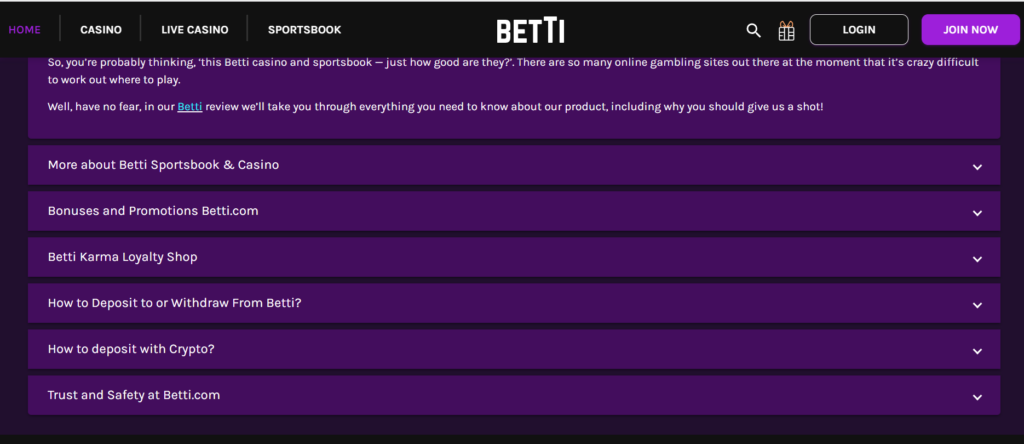 Betti Casino FAQ
